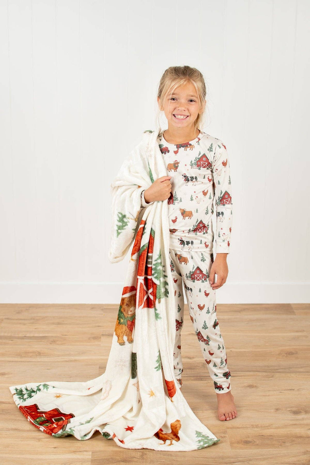 American Farm Company Christmas Barns & Animals Plush Blanket by American Farm Co.