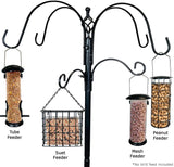 Ashman Online Ashman Online - Ashman Deluxe Premium Bird Feeding Station, 22" Wide x 91" Tall (82 inch Above Ground) Black with 4 Multiple Hooks and 4 Bird Feeders Hanging Kit.