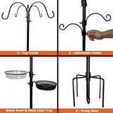 Ashman Online Ashman Online - Ashman Deluxe Premium Bird Feeding Station, 22" Wide x 91" Tall (82 inch Above Ground) Black with 4 Multiple Hooks and 4 Bird Feeders Hanging Kit.