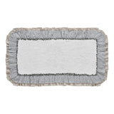 Ashmont Farmhouse Bath Mat-Cream with Blue Stripe & Burlap Ruffles