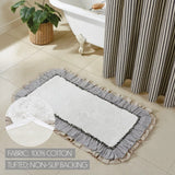 Ashmont Farmhouse Bath Mat-Cream with Blue Stripe & Burlap Ruffles