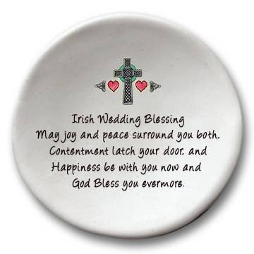 August Ceramics Irish Wedding Blessing- Ceramic Cross Dish - 3.5"