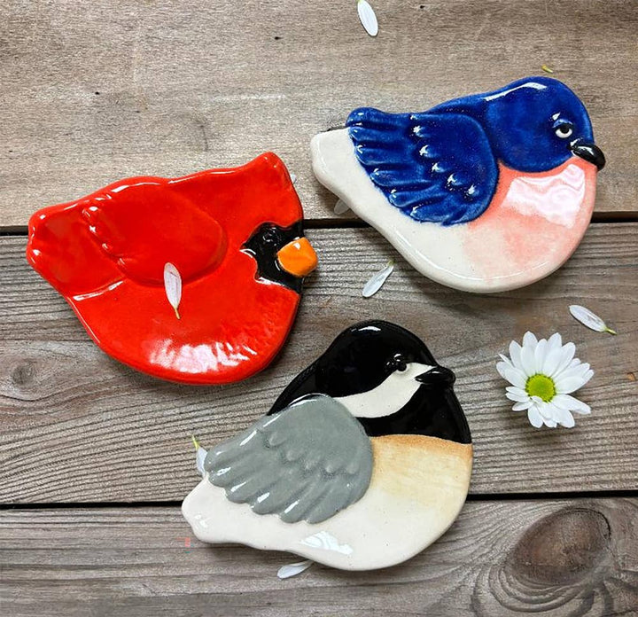 August Ceramics Red Ceramic Cardinal dish