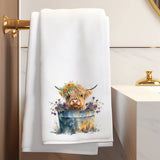 Highland Cow Floral Washtub Terry Cloth Bath Towels