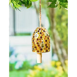 Honey Bees on Comb Glass Mosaic Bell Chime for Bee Lovers