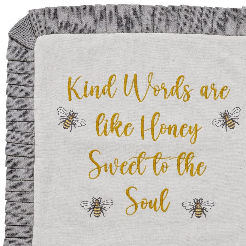 Embroidered Bee Honey Pillow 18x18