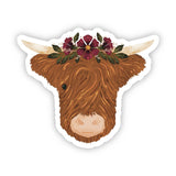 Big Moods Big Moods - Highland Cow & Flower Crown Sticker