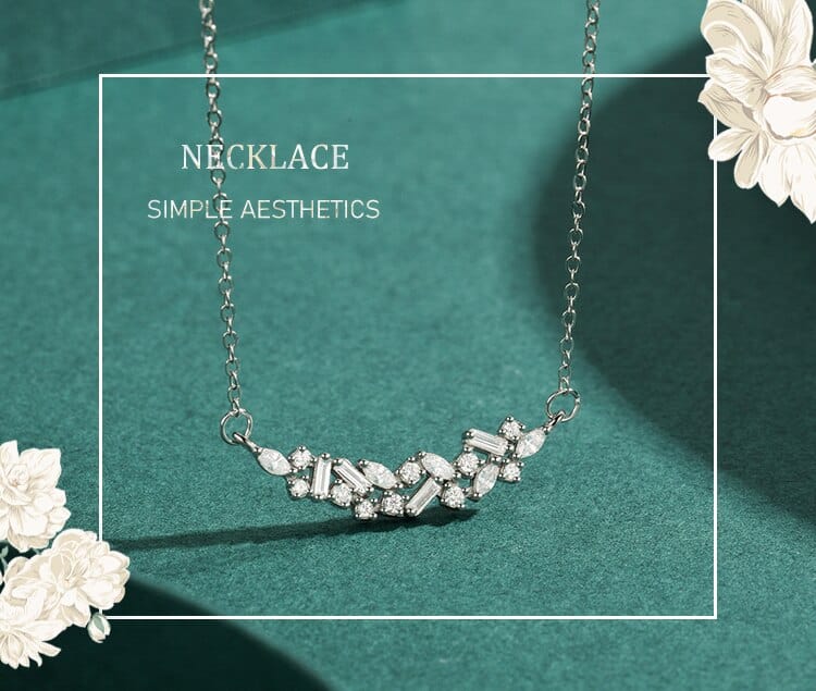 Delicate Multi-Shape Gemstone Necklace Feminine Fine 925 Sterling Silver