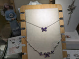 Dainty Purple Amethyst Butterfly Necklace Sterling Silver Chain