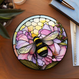 Bumble Bee Flower Stained Glass Ceramic Coasters