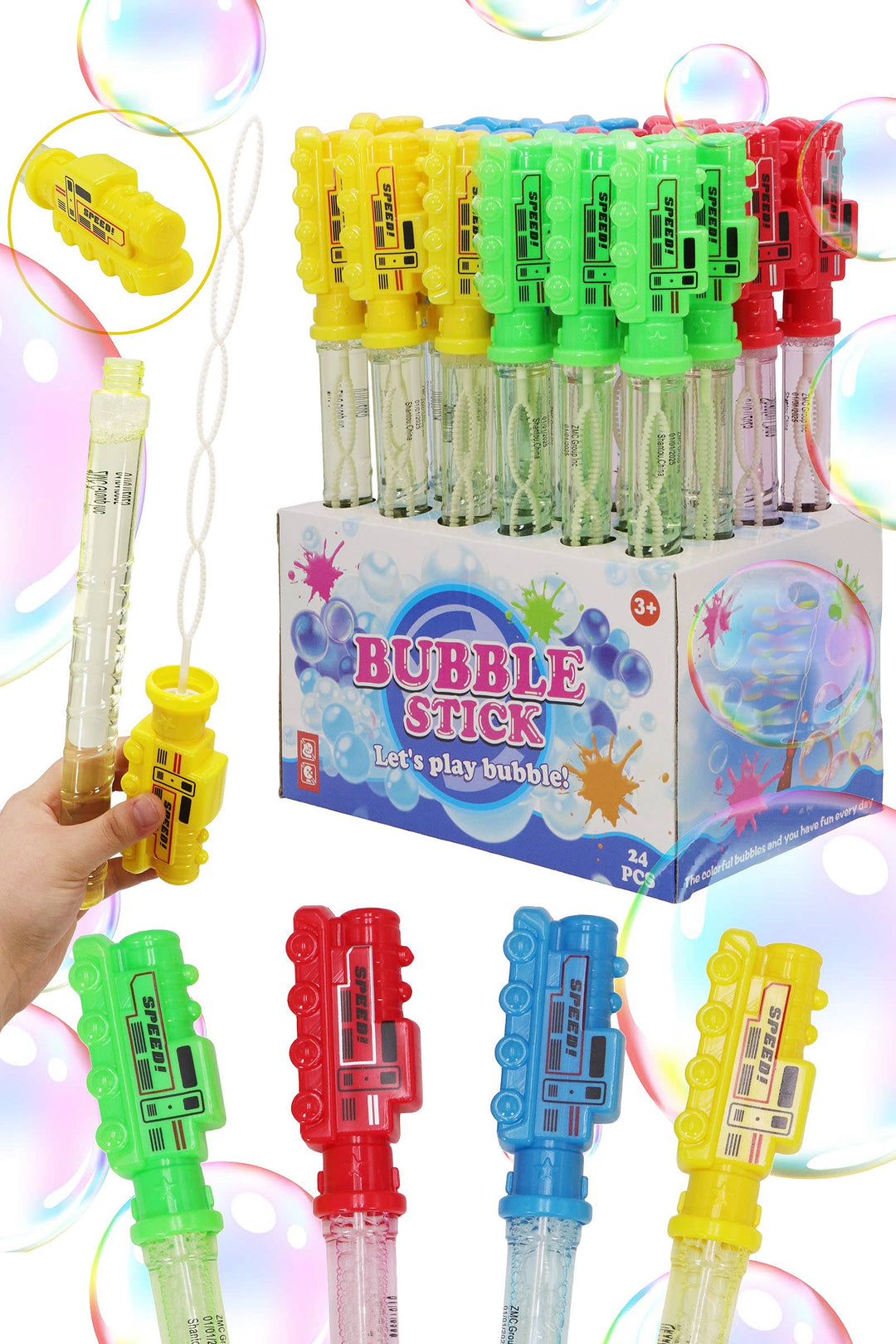 Cap Zone ASSORTED / ONE SIZE Cap Zone - Choo Choo Train 5-hole Bubble Wand - 24 Pcs