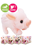 Cap Zone ONE SIZE / ASSORTED Cap Zone - Fuzzy Soft Walking Baby Pig Sound Toy - 4 Pcs
