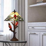 Cardinal Stained Glass Lamp Beautiful Piece!  Handmade