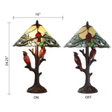 Cardinal Stained Glass Lamp Beautiful Piece!  Handmade