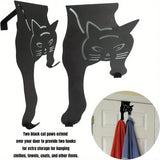 Black Cat Over the Door Hooks Hanger Metal