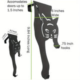 Black Cat Over the Door Hooks Hanger Metal