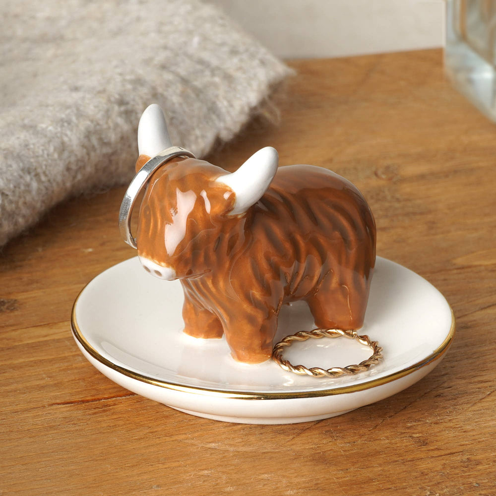 CGB Giftware CGB Giftware - Bramble Farm Highland Cow Ring Dish In Gift Box