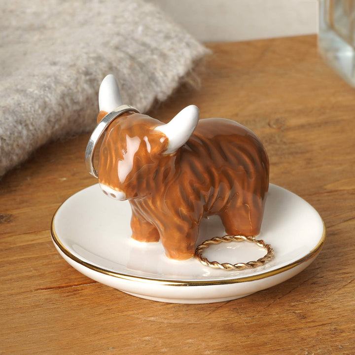CGB Giftware CGB Giftware - Bramble Farm Highland Cow Ring Dish In Gift Box