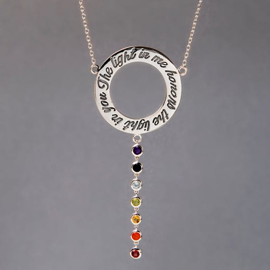 Chakra Namaste Circle of Light Gemstone Necklace Sterling Silver
