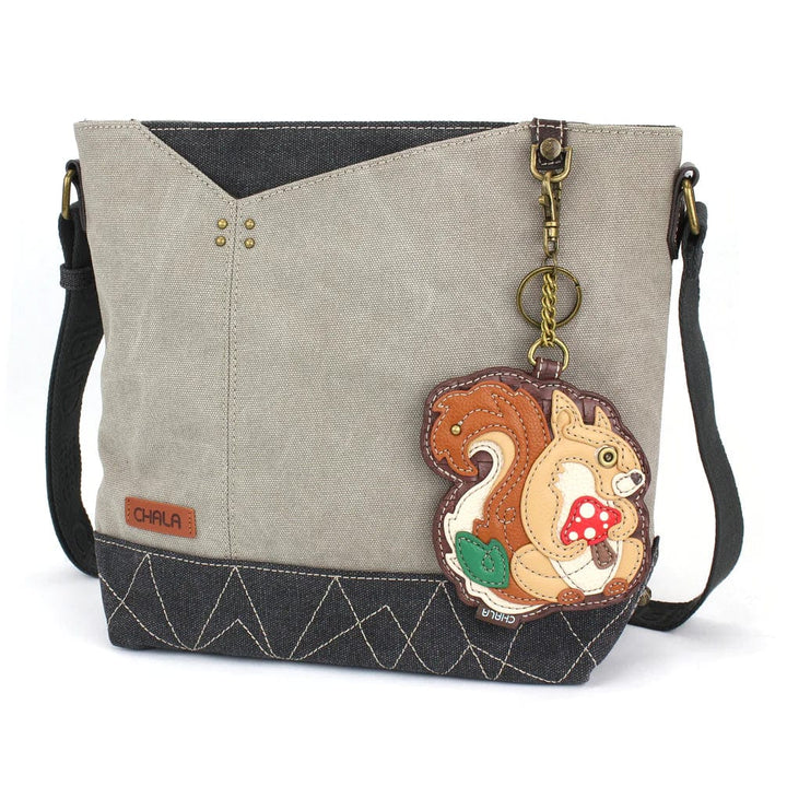 Chala chala squirrel Prism-Gray Squirrel with a Mushroom Collection by Chala Vegan Handbags