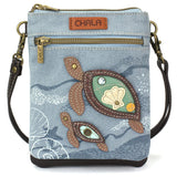 Chala Handbags and Clutches Double Pocket Crossbody Turtle Collection by Chala-Keychain/Cellphone Xbody/Totes