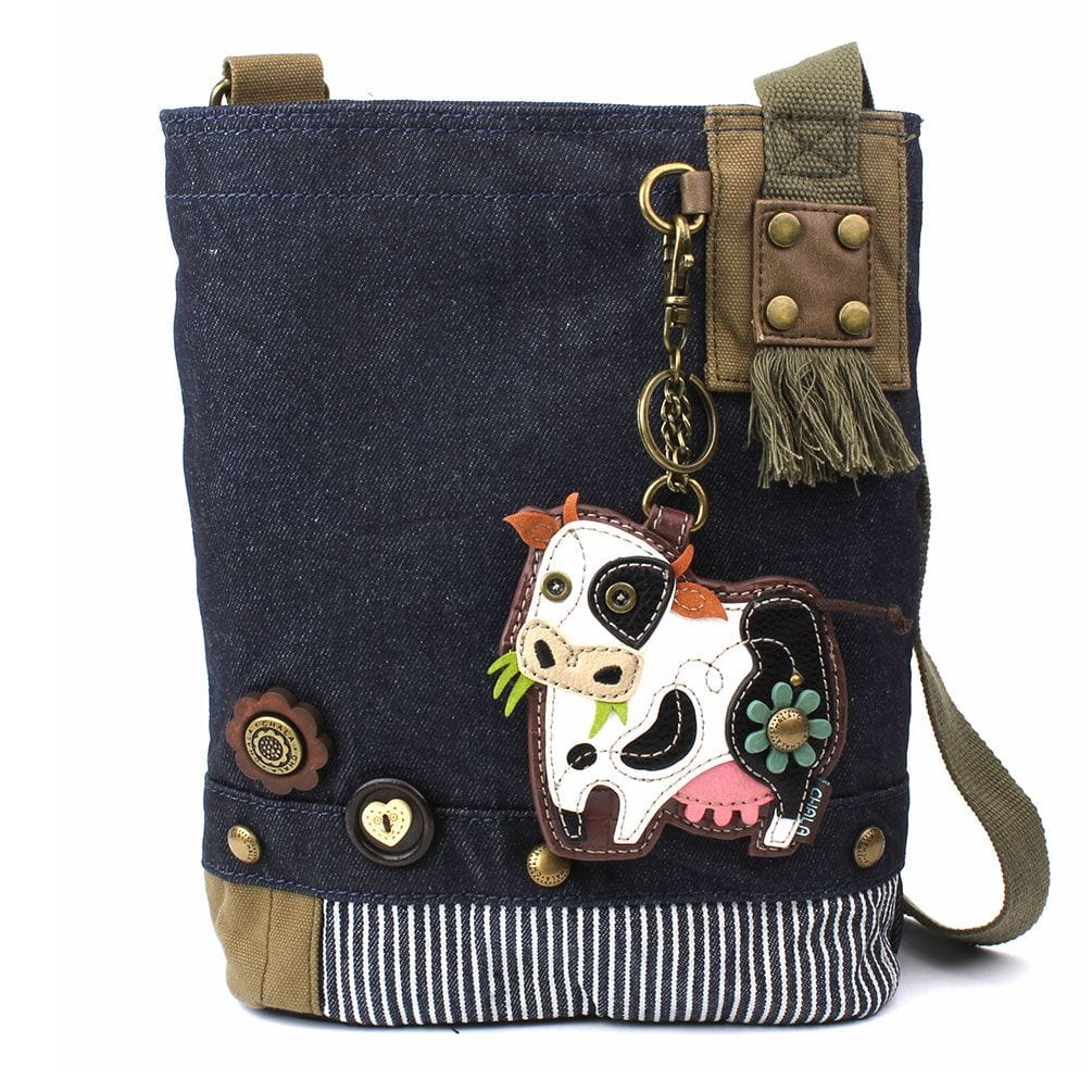 Chala Handbags and Clutches Patch Xbody Denim Cow Collection- Wallet, Crossbody Bags & Keychain! Chala Vegan*