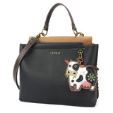 Chala Handbags and Clutches Satchel Black Cow Collection- Wallet, Crossbody Bags & Keychain! Chala Vegan*