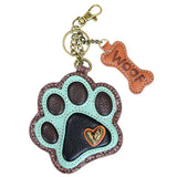 Chala handbags and wallets Teal Paw Print- Coin Purse/Key Fob by Chala Paw Print Ivory Collection by Chala