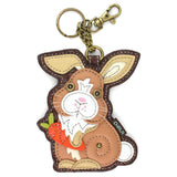 Chala Handbags Brown Bunny Keychain Bunny Rabbit Collection by Chala: Wallet, Key Chain, Totes and Crossbody Bag for Bunny Lovers*