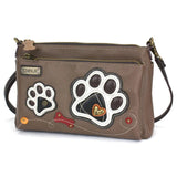 Chala Handbags Deluxe Crossbody Paw Print Collection B & W  by Chala Vegan For Pet Lovers!