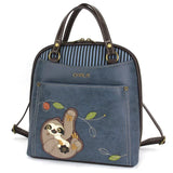 Chala Handbags Sloth Convertible Backpack-Purse by Chala-Paw, Sunflower, Dragonfly, Sloth, Butterfly and Turtle Vegan*