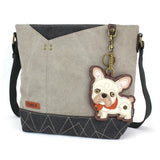 Chala Prism Bag Gray Prism Crossbody Canvas Handbag Vegan by Chala with CHOICE of Keychain!