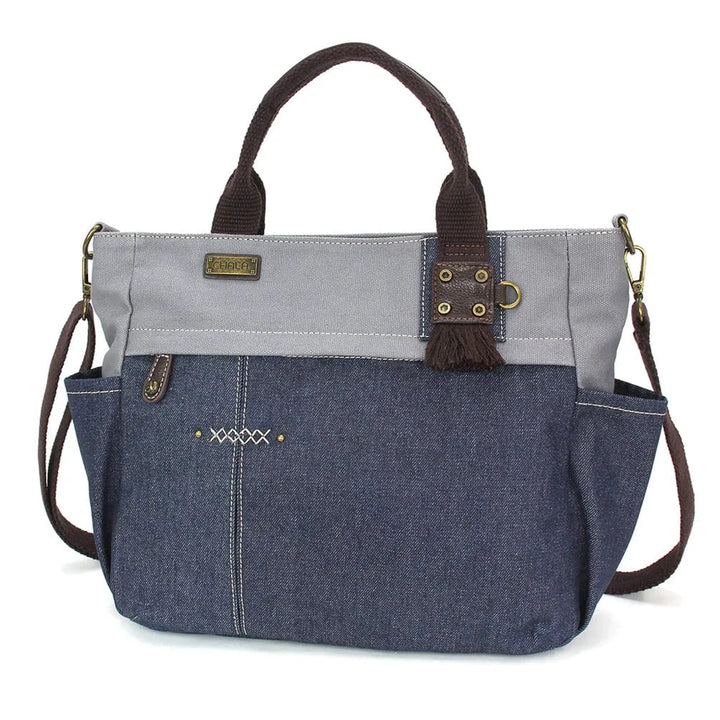Chala Tote Bag Denim CHALA Multi Pocket Canvas Tote with choice of ANY keychain