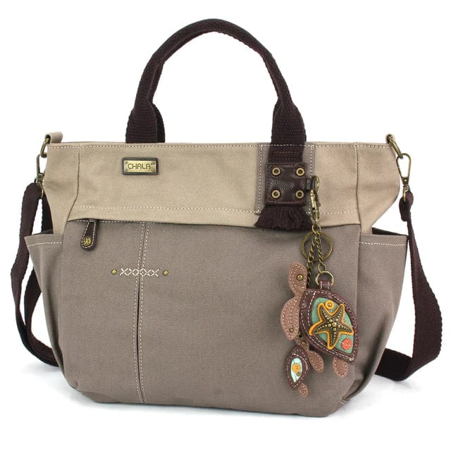 Chala Tote Bag Gray CHALA Multi Pocket Canvas Tote with choice of ANY keychain