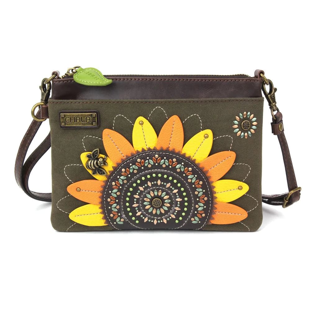 Chala Women - Accessories - Wallets & Small Goods Half sunflower Brown mini crossbody SUNFLOWER and BEE, WALLET, CELL PHONE XBODY,Venture CROSSBODY and KEY FOB/COIN PURSE*