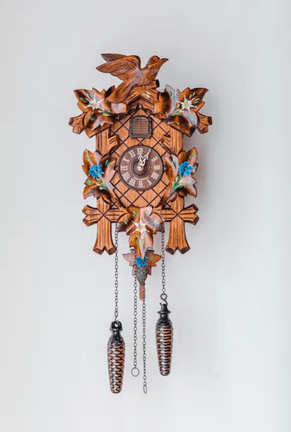 Classic Bird and Floral Design German Made Cuckoo Clock Affordable Adelheide