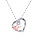 Pink Pig In Heart Necklace-Keep me in your heart Moissanite, Special Plating!