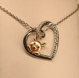 coco-alibaba Fine Fashion Pig Necklace Pink Pig In Heart Necklace-Keep me in your heart Moissanite, Special Plating!