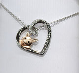 coco-alibaba Fine Fashion Pig Necklace Pink Pig In Heart Necklace-Keep me in your heart Moissanite, Special Plating!