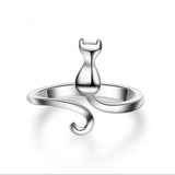 Sterling Silver Adjustable Sitting Pretty Kitty Cat Ring