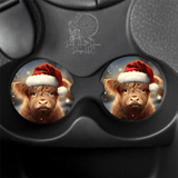 Dark Horse Dream Designs LLC Ceramic (Hard) Dark Horse Dream Designs LLC - Santa Baby Highland Cow - Winter Christmas - Car Coasters