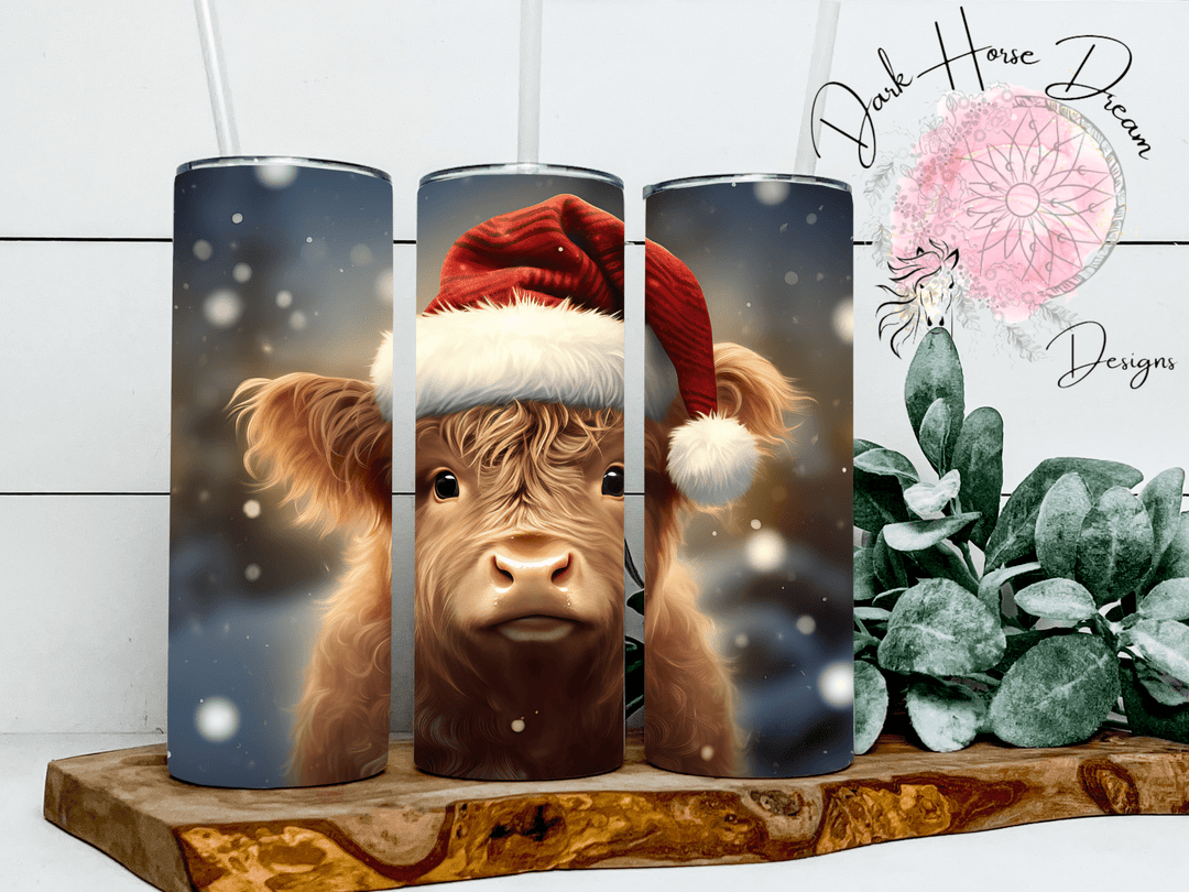 Dark Horse Dream Designs LLC Dark Horse Dream Designs LLC - Santa Baby Highland Cow - Christmas - Tumbler