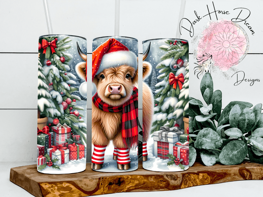 Dark Horse Dream Designs LLC Dark Horse Dream Designs LLC - Stew The Christmas Calf - Holiday Farm Animal - Cow Tumbler