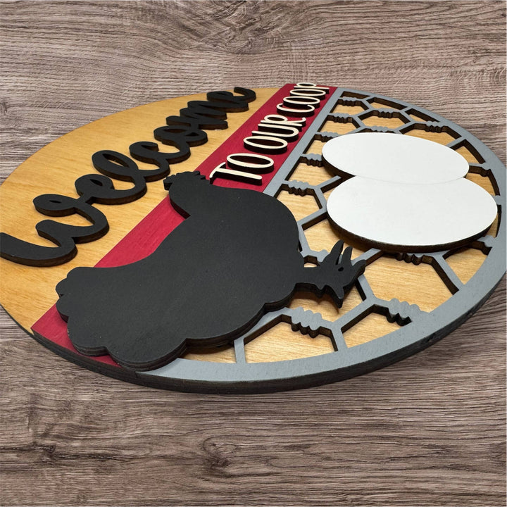 Dark Horse Dream Designs LLC Dark Horse Dream Designs LLC - Welcome to Our Coop, Chicken Door Hanger, Farmhouse Decor