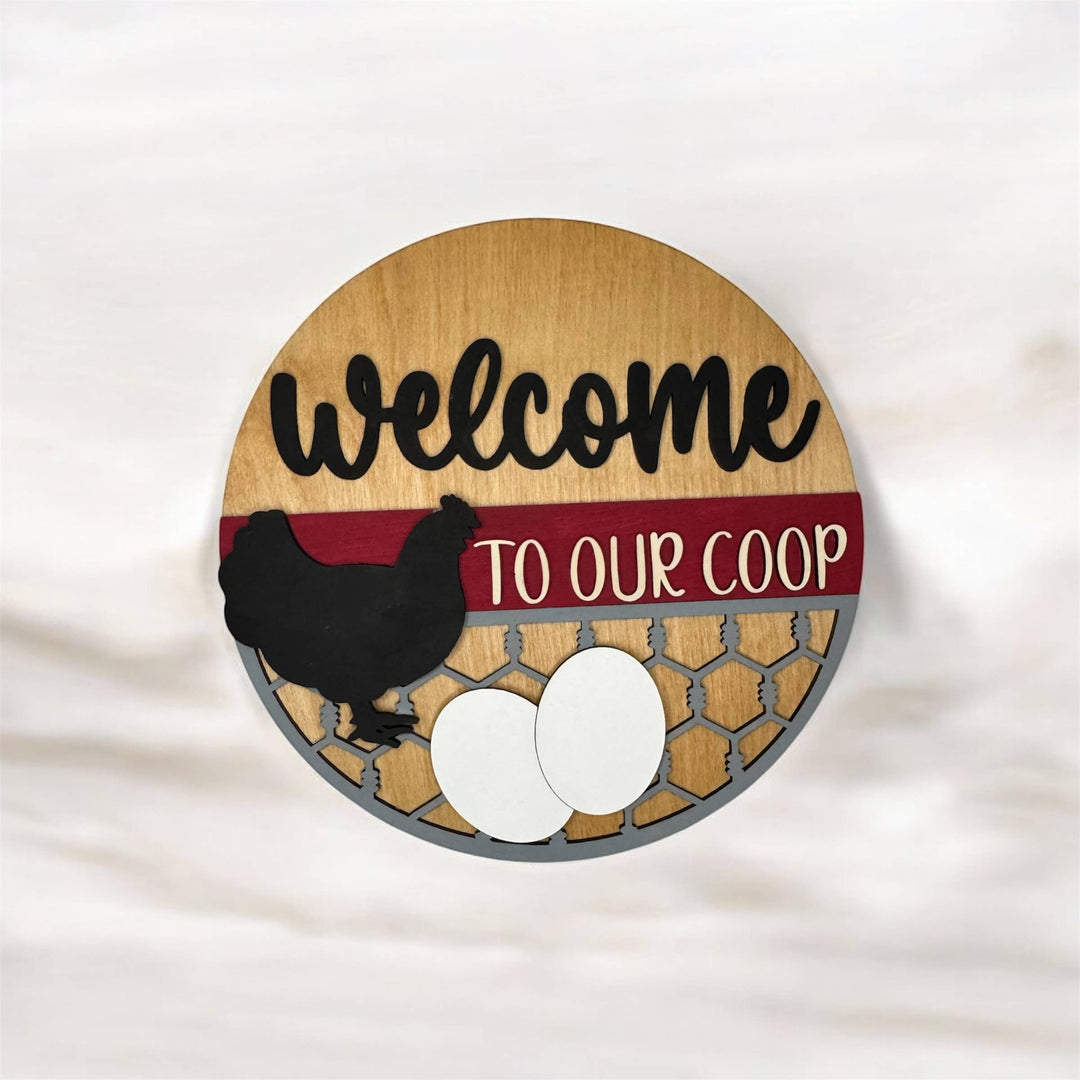 Dark Horse Dream Designs LLC Dark Horse Dream Designs LLC - Welcome to Our Coop, Chicken Door Hanger, Farmhouse Decor