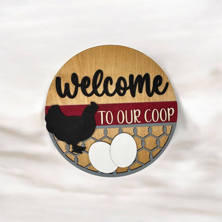 Dark Horse Dream Designs LLC Dark Horse Dream Designs LLC - Welcome to Our Coop, Chicken Door Hanger, Farmhouse Decor