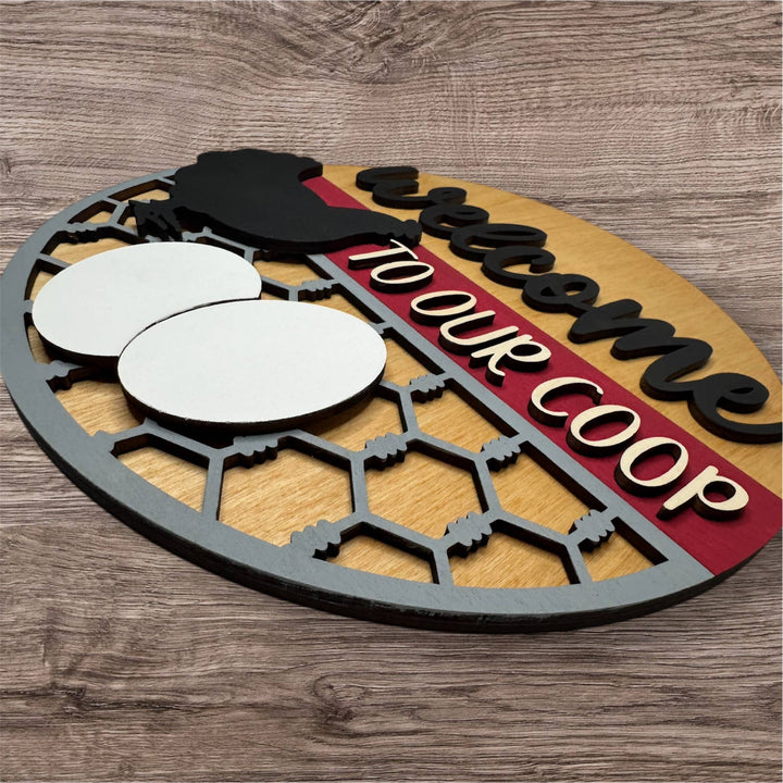 Dark Horse Dream Designs LLC Dark Horse Dream Designs LLC - Welcome to Our Coop, Chicken Door Hanger, Farmhouse Decor