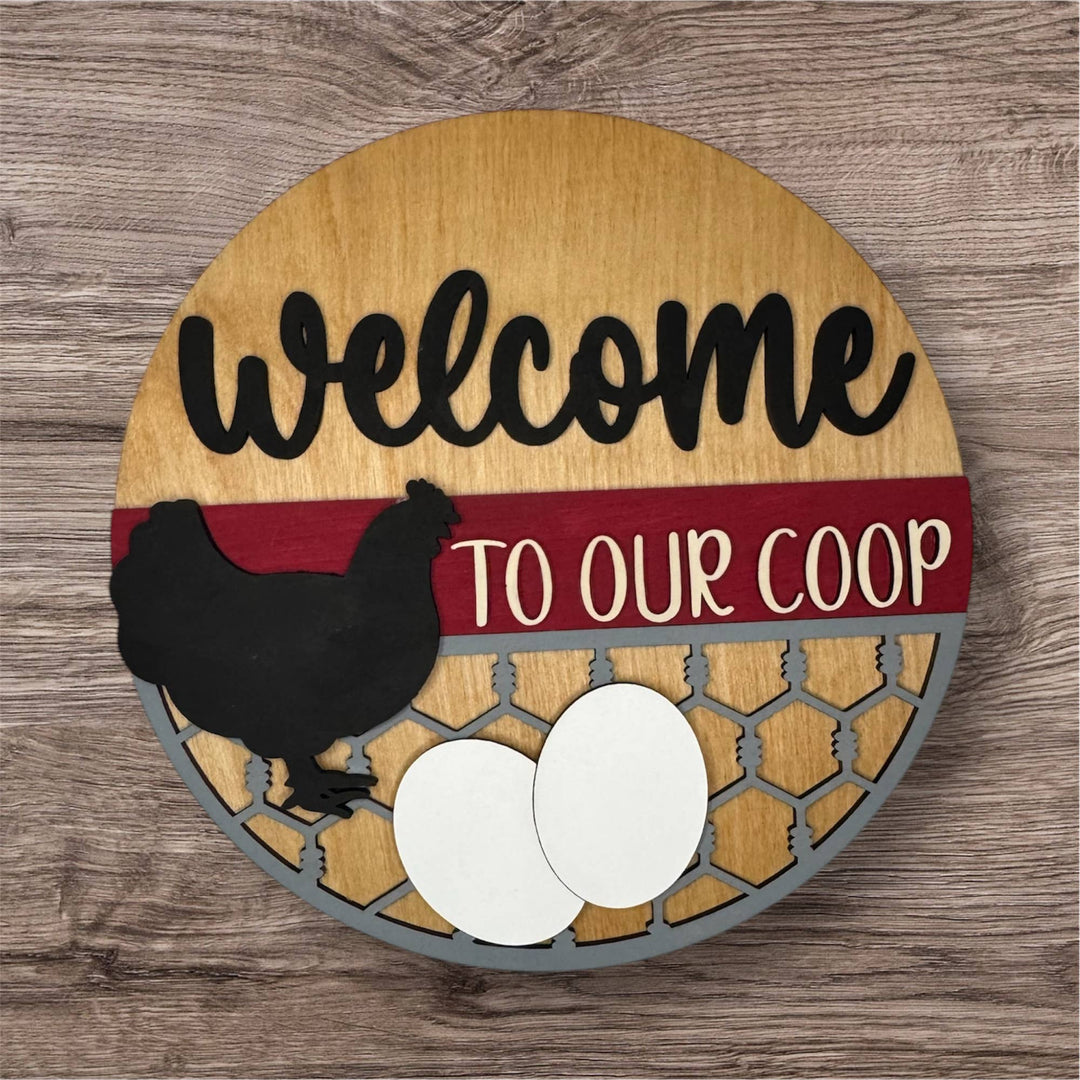 Dark Horse Dream Designs LLC Dark Horse Dream Designs LLC - Welcome to Our Coop, Chicken Door Hanger, Farmhouse Decor