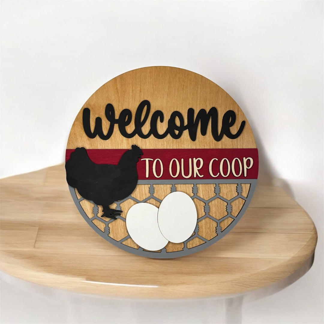 Dark Horse Dream Designs LLC Dark Horse Dream Designs LLC - Welcome to Our Coop, Chicken Door Hanger, Farmhouse Decor
