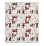 De Leon Collections De Leon Collections - Blooms and Horns Happy Highland Cow Decorative Throw Blanket